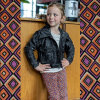Modestoffe Winterjersey violett-orange Rauten ÖkoTex...