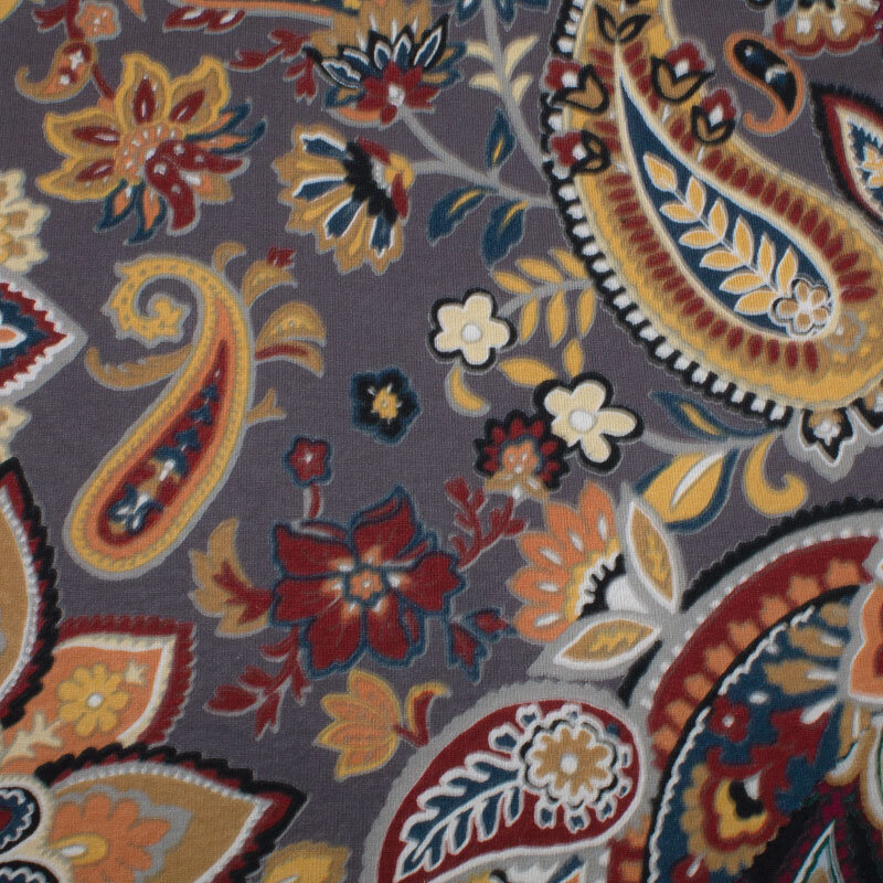 Jersey Viskose DIGI Druck Paisley ÖkoTex 01 taupe-ocker