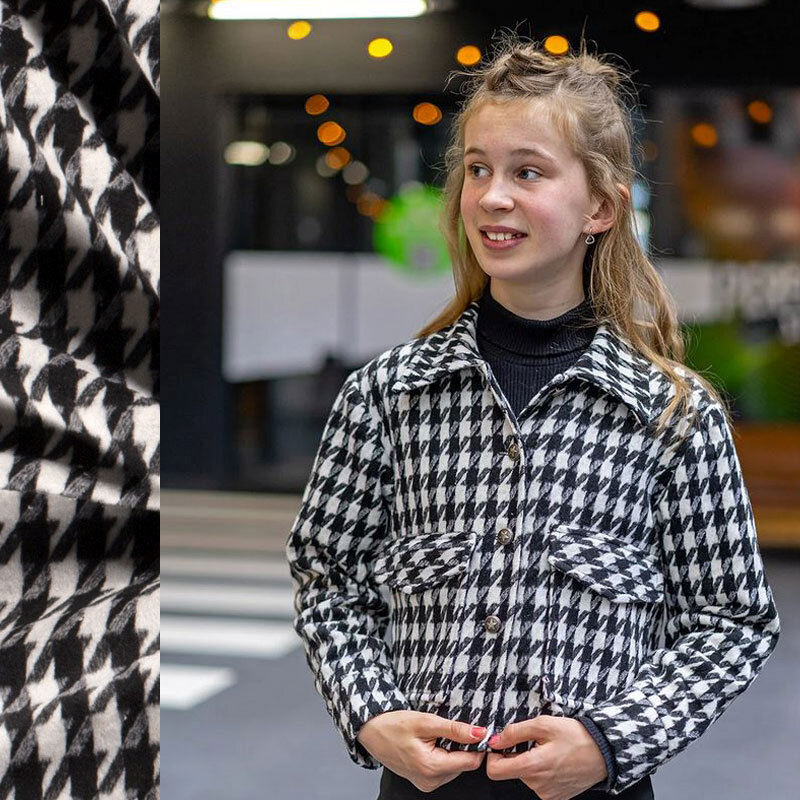 Modestoffe Hahnentritt Gewebe (Jacke) ÖkoTex