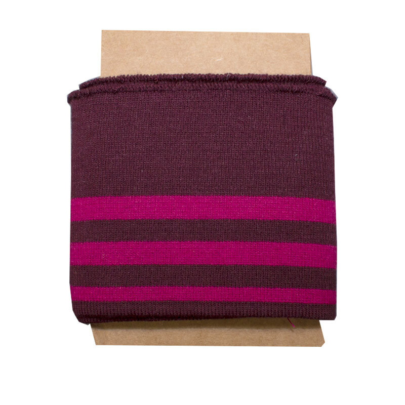 Bündchen auf Karte Streifen, 7,5 cm x 110 cm 04 weinrot-magenta