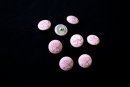 Knopf Schleife Punkte rosa-weiß 25mm