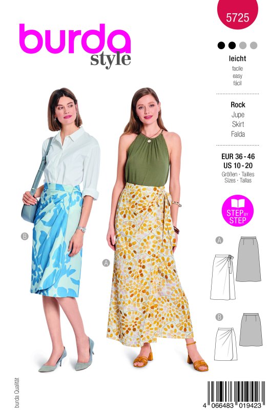 Burda Schnittmuster Damen Rock, Gr. 36 - 46