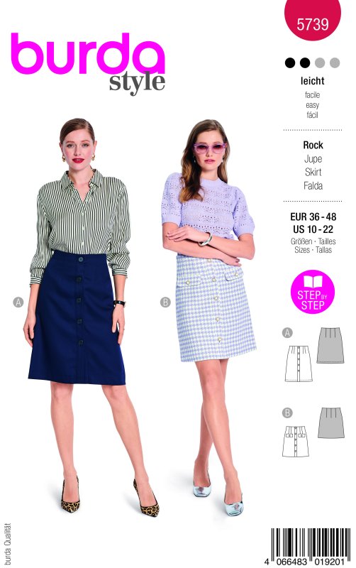Burda Schnittmuster Damen Rock, Gr. 36 - 48