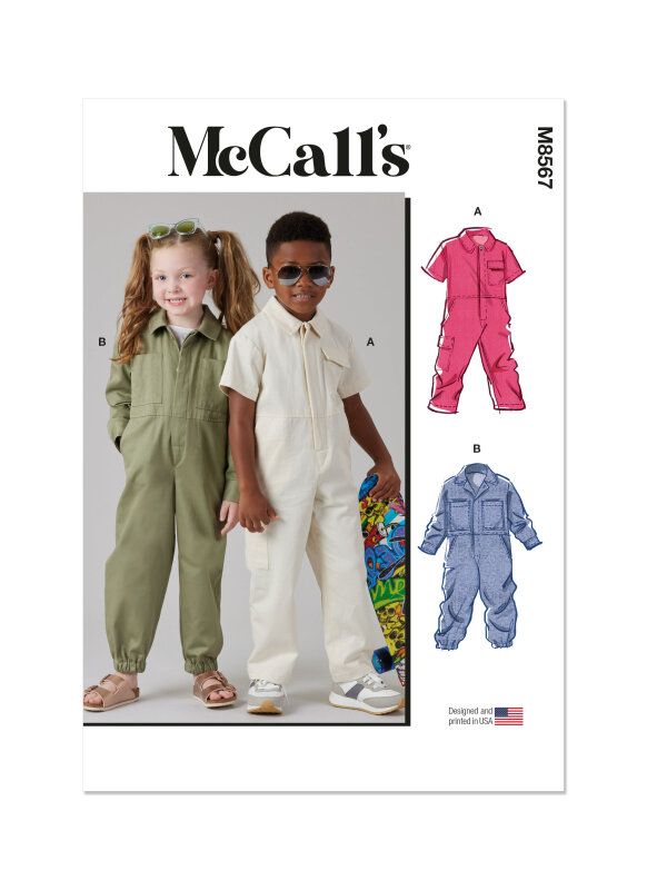 McCalls Schnittmuster Kinder Jumpsuit mit Ärmelvariationen