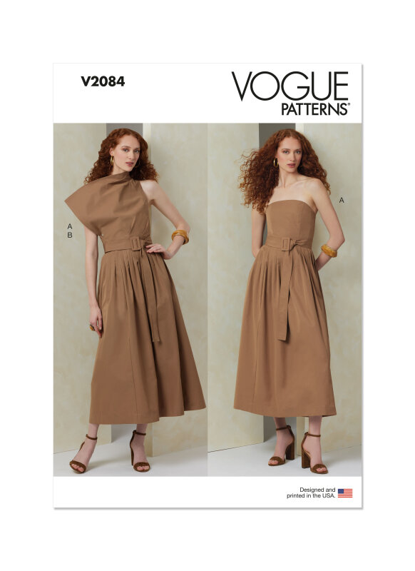 Vogue Schnittmuster Damen Kleid mit Gürtel und Überbrustband