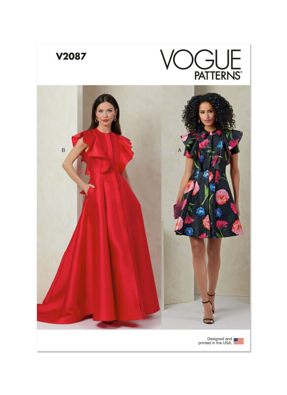 Vogue Schnittmuster Damen Kleid mit Ärmel- und Längenvariationen