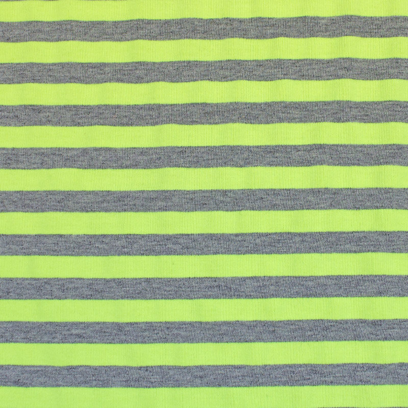 Viskose Jerseystoffe, bedruckt Neon-Streifen 9 mm 02 grau - neon gelb