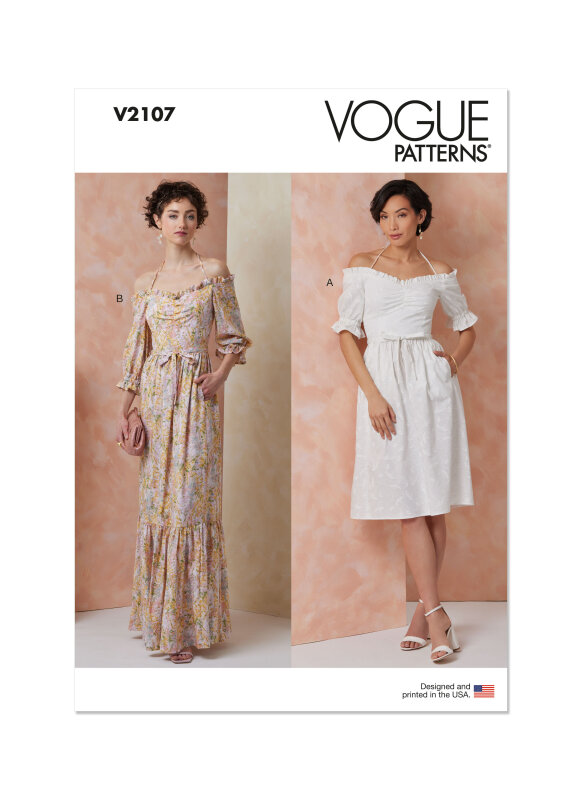 Vogue Schnittmuster Kleid für Damen in zwei Längen mit Bindegürtel