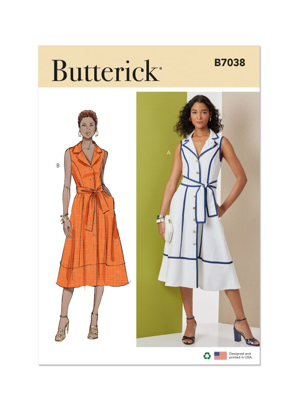 Butterick Schnittmuster Kleid und Bindegürtel für Damen
