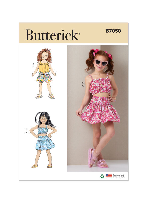 Butterick Schnittmuster  Kinder Top und Rock, Gr. 104-134