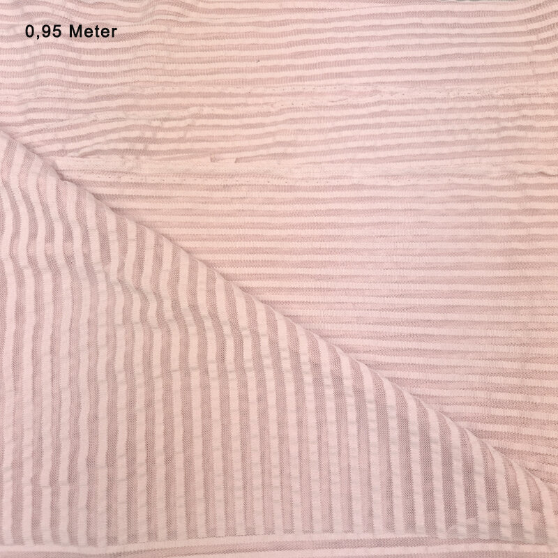 Bi-Stretchtüll Streifen mit Cloque Streifen 5 mm - lachs; 0,95 Meter