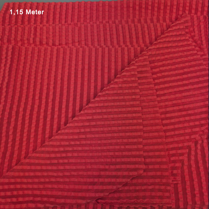 Bi-Stretchtüll Streifen mit Cloque Streifen 5 mm - rot; 1,15 Meter
