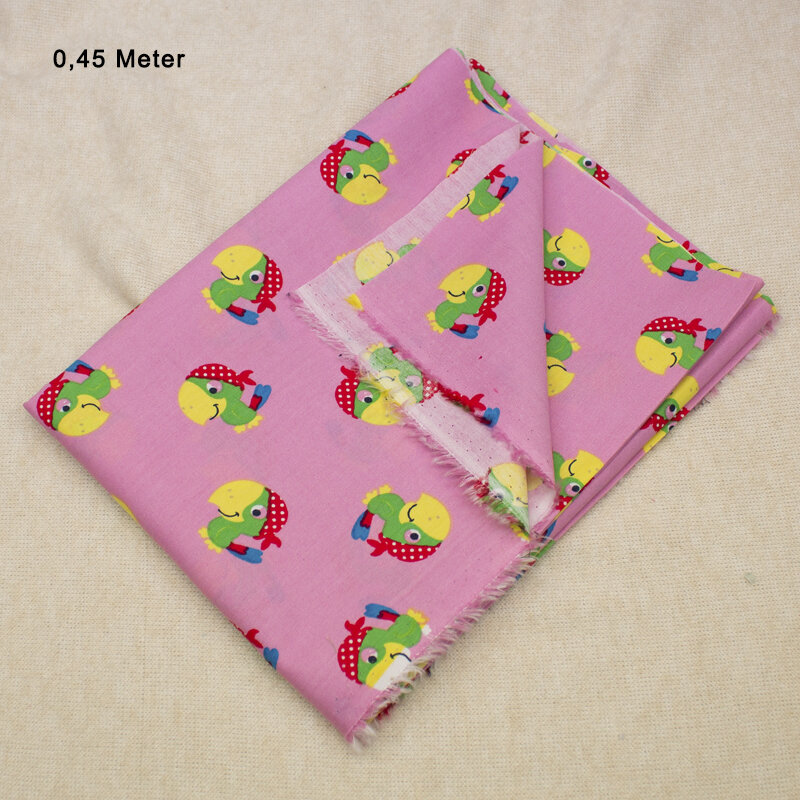 Papagei, Popeline Druck, rosa, 0,45 Meter