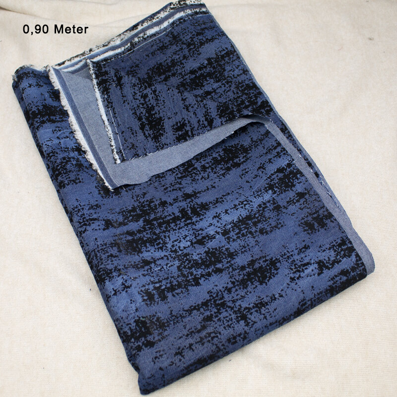 Batik Denim Flockdruck, 0,90 Meter