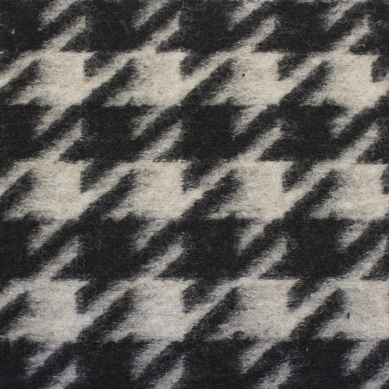 Wollwalk Hahnentritt Schwarz/Creme
