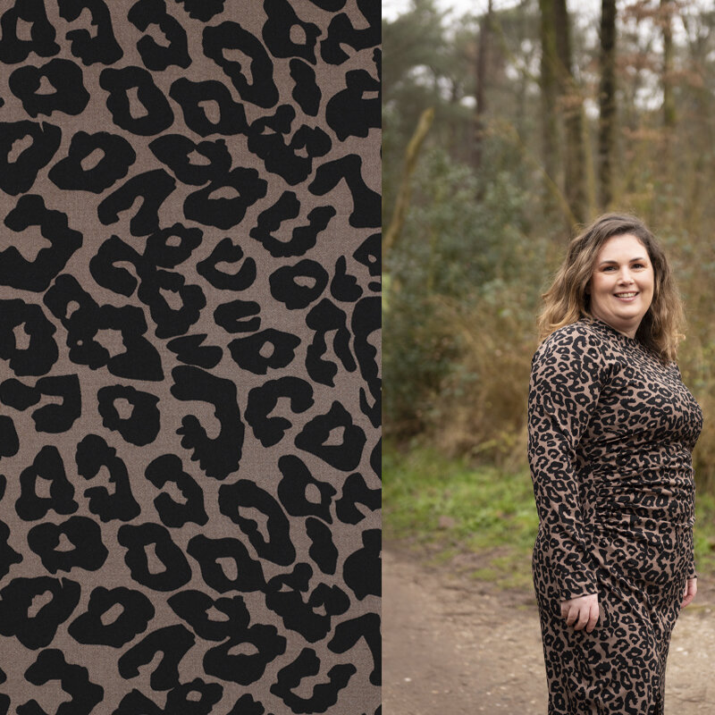 Modestoffe Damen, Rosella Stretch Animal/Leo, braun  (Kleid)