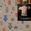 Modestoffe Kinder,Jersey melange neon Roboter,taupe,...