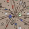 Modestoffe Kinder,Jersey melange neon Roboter,taupe,...