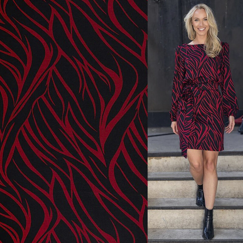 Modestoffe Poly Viskose Jersey, Abstrakt, dunkelrot (Kleid) Öko Tex