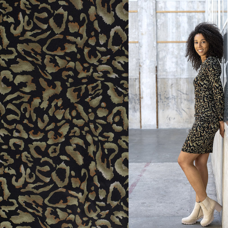 Modestoffe Poly Viskose Jersey, Abstrakt, olivgrün (Kleid) Öko Tex