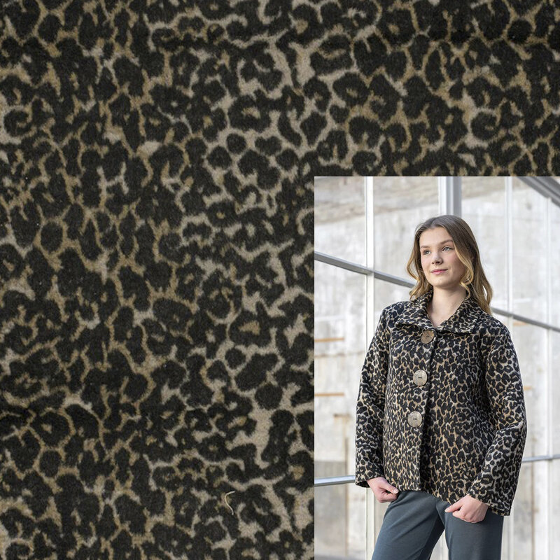 Modestoffe Damen, Jacquard Leoparden, kamel (Jacke) Öko Tex