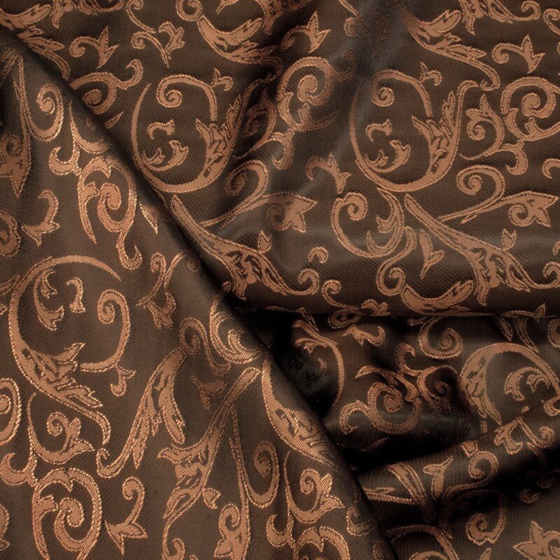 Futterstoff Jacquard Florales, braun-gold;  235-F126 Fb. 08