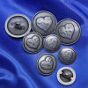 Trachtenknopf aus Metall mit Herz - 15 bis 23mm