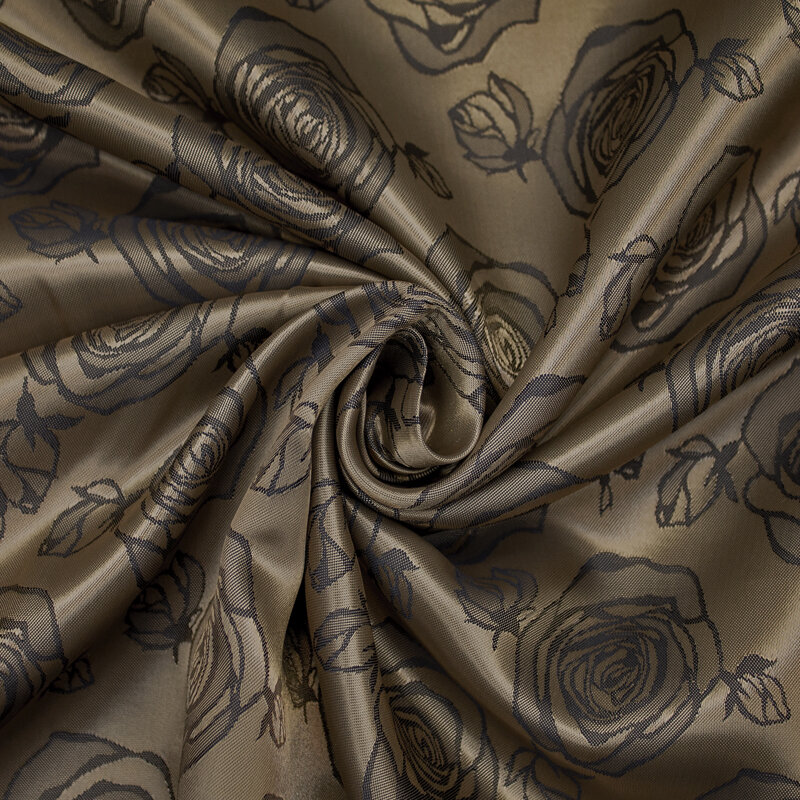 Futterstoff Jacquard Rosen 50 mm, gold-anthrazit;  215-F126710 Fb.9