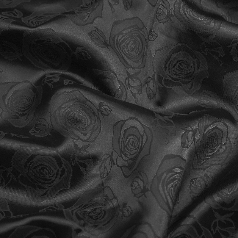 Futterstoff Jacquard Rosen 50 mm, schwarz; 215-F126710 Fb.600