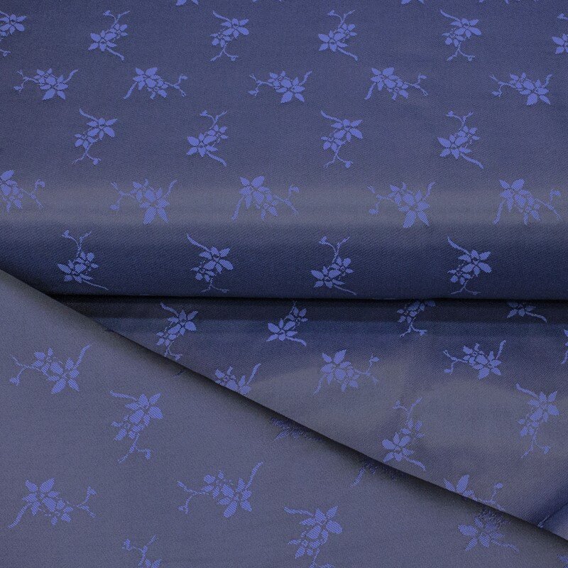 Futterstoff Jacquard Blumen, marine-blau;  Design 235-F126032 Fb.5190