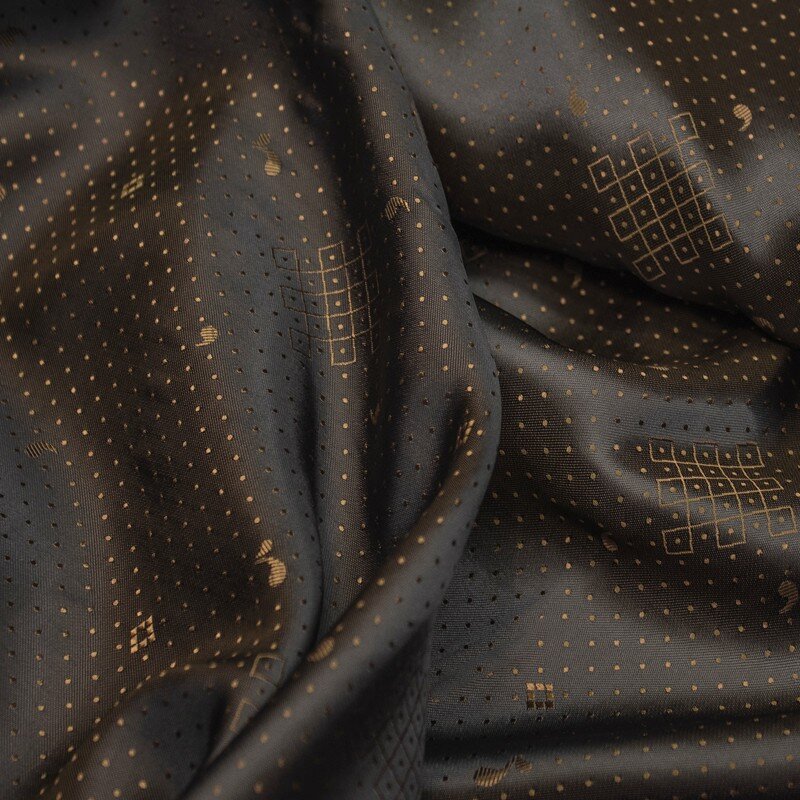 Futterstoff Jacquard geometrische Muster, braun-gold; 234-F19 Fb.1