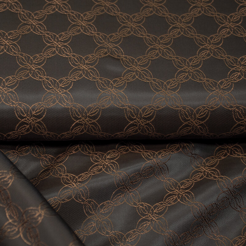Futterstoff Jacquard Blumenkette, dunkelbraun-orange; 235-F112 Fb.8