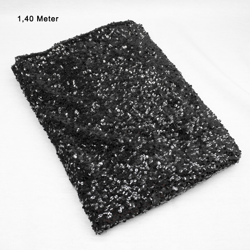 Samt mit Pailletten - Konfetti, schwarz,  1,40 Meter