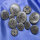 Trachtenknopf mit Rosen. rund, altsilber, 13 bis 25mm