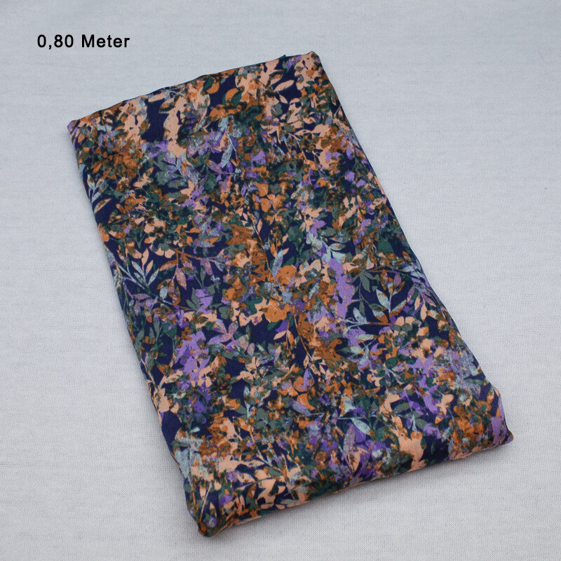 Micro Satin Druck Blätter, violett-lila, 0,80 Meter