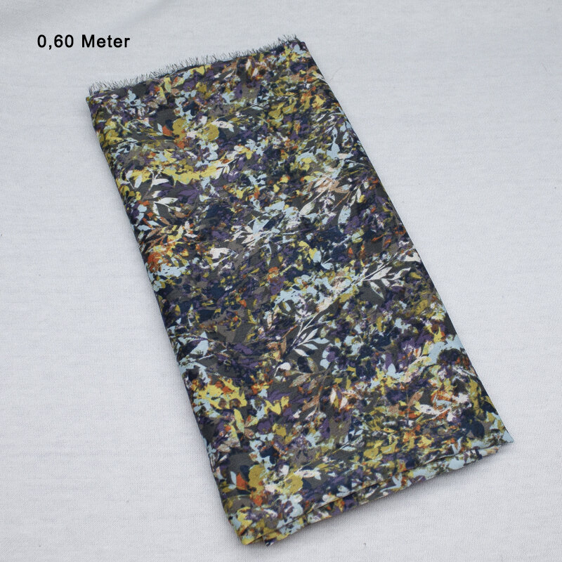 Micro Satin Druck Blätter, türkis, 0,60 Meter
