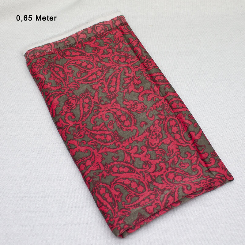 Micro Satin Druck Blätter, himbeer-grün, 0,65 Meter