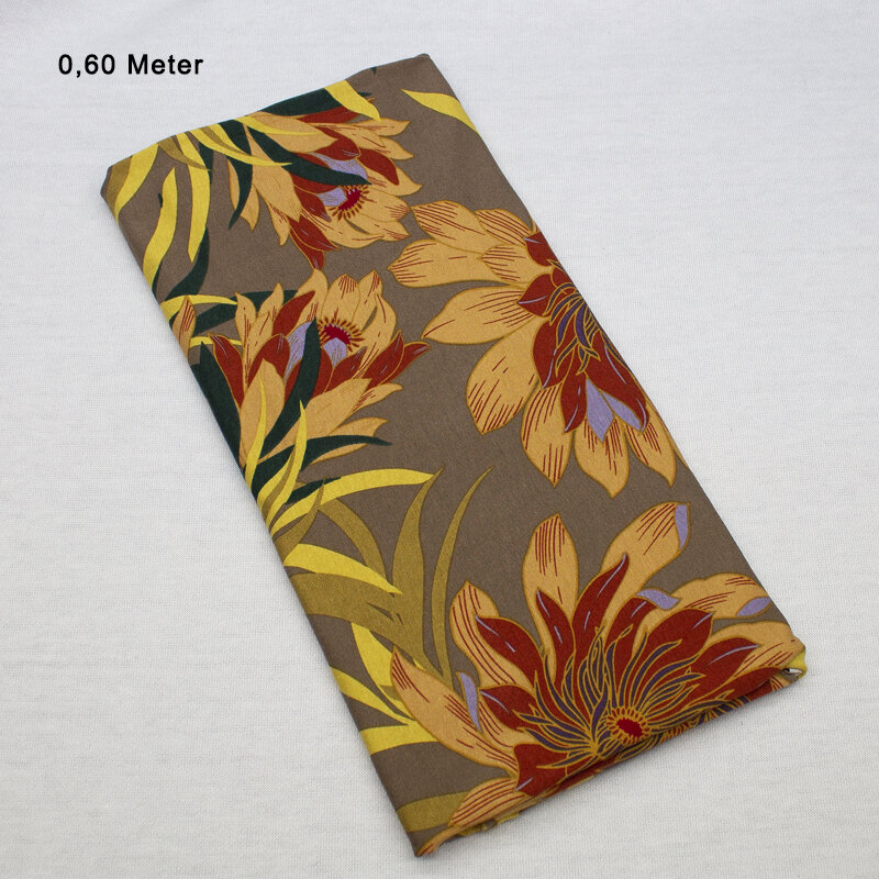 Jersey Druck Blumen, taupe, 0,60 Meter
