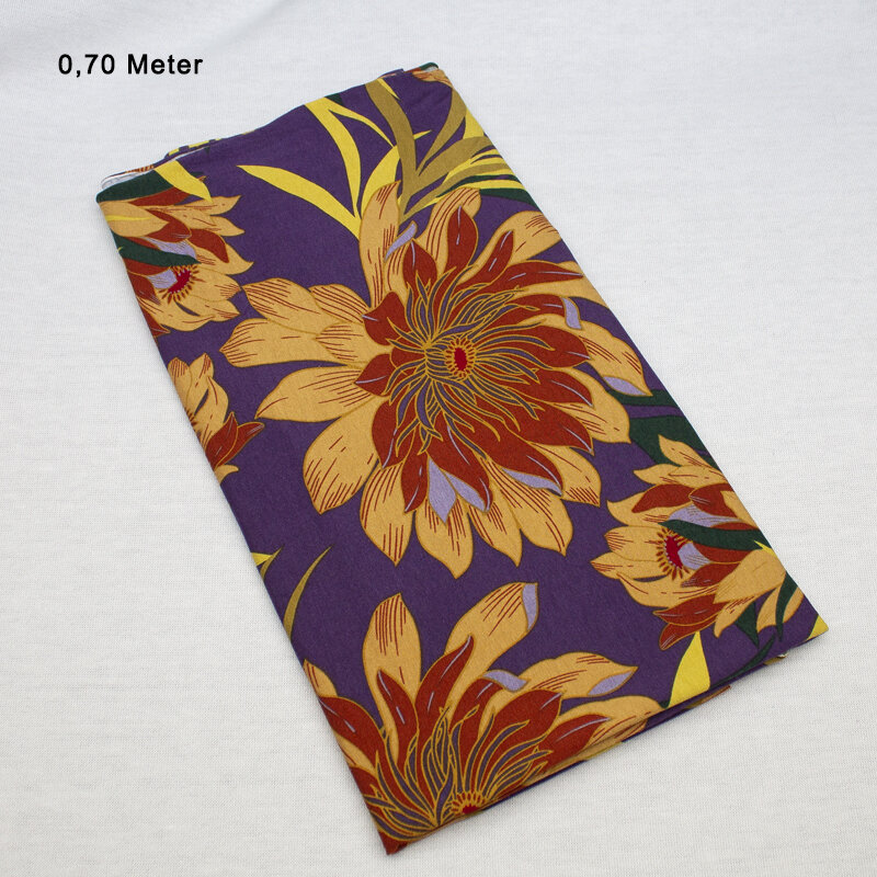 Jersey Druck Blumen, violett, 0,70 Meter