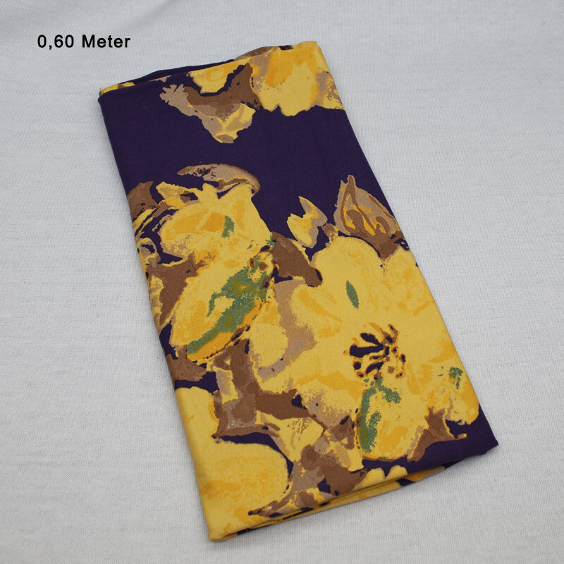 Jersey Viskose DIGI Druck Blumen ÖkoTex, violett-gelb, 0,60 Meter