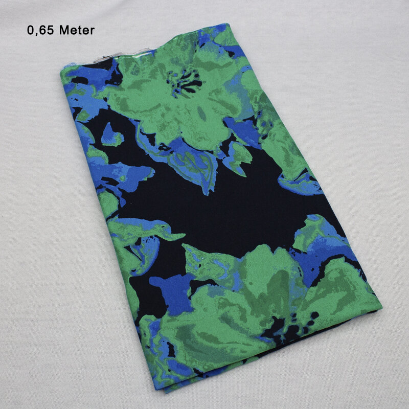 Jersey Viskose DIGI Druck Blumen ÖkoTex, marine-grün, 0,65 Meter