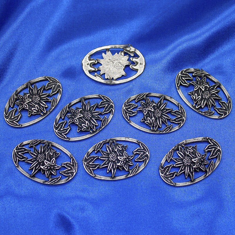 Trachtenschmuck mit Edelweißmotiv, 33 mm