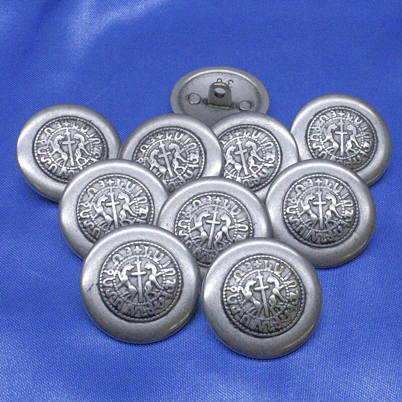 Metallknopf mit Öse im historischen Stil, silber, 14 bis 22 mm