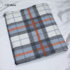Wollflanell Karo ecru-blau-orange, 1,0 Meter