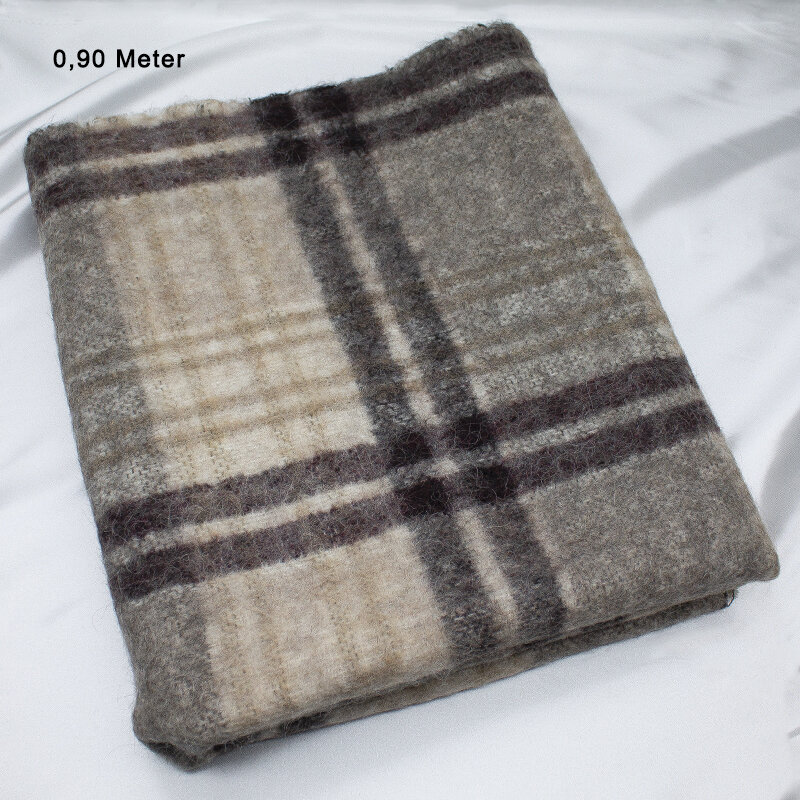 Mohair Karo beige-braun, 0,90 Meter