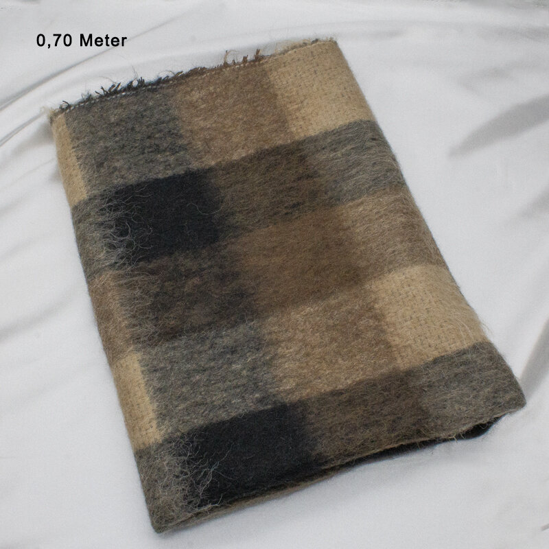 Mohair Karo beige-braun-schwarz, 0,70 Meter