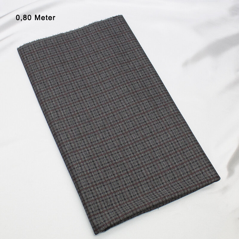 Winterjersey "DIGI" Druck Karo Serie 12 mm, grau-bordeaux, 0,80 Meter