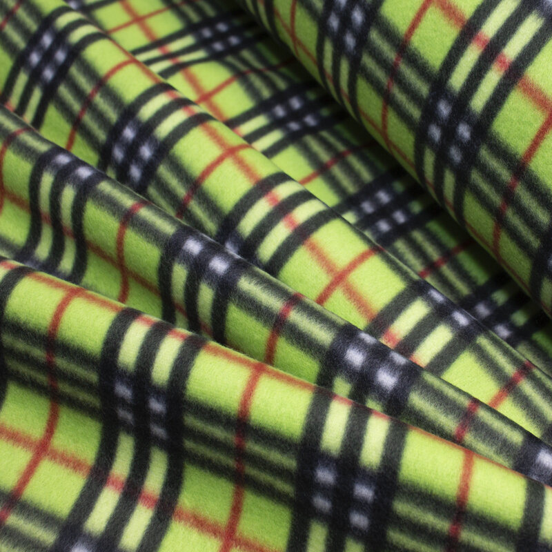 Anti Pilling Fleece Druck Karo, limette