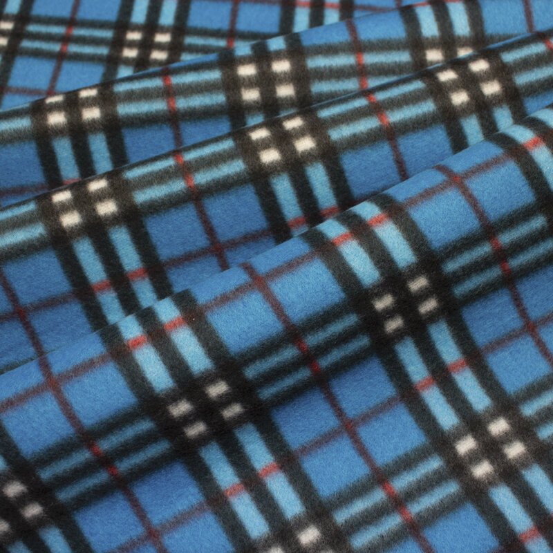 Anti Pilling Fleece Druck Karo, blau