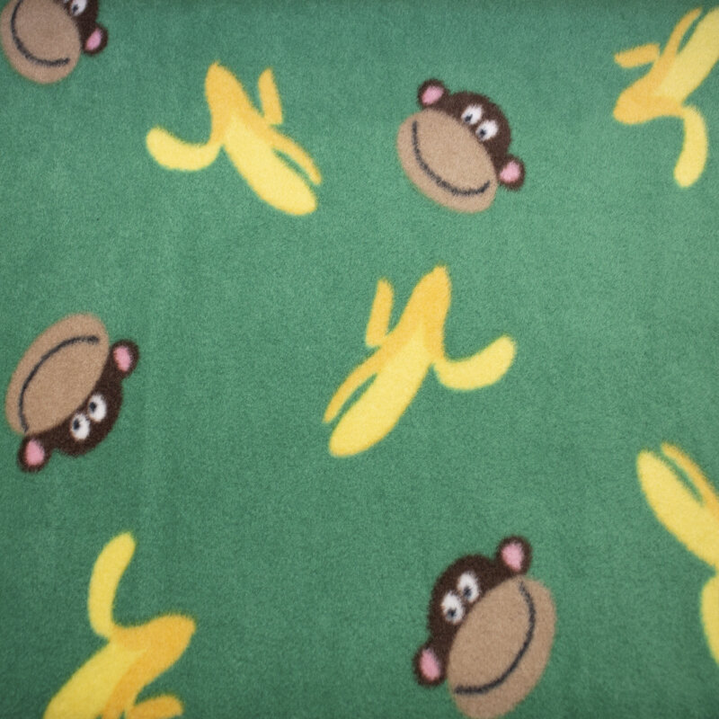 Anti Pilling Fleece Druck Affen, grün